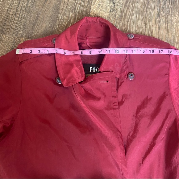 London Fog burgundy red long belted trench coat - Picture 12 of 12